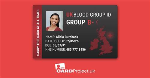 UK Blood Group Photo ID Card (FRONT)